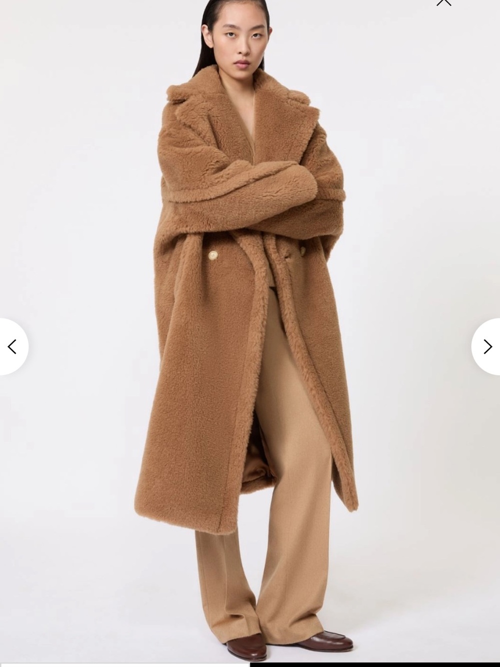 MaxMara Plush Teddy Coat in Camel Brown